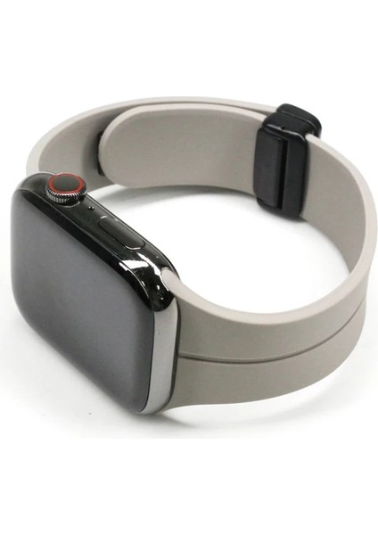 Ally Apple Watch 7-8 41MM 6-5-4 40MM Manyetik Uçlu Silikon Kayış Kordon 3-2-1 38MM-(1903)