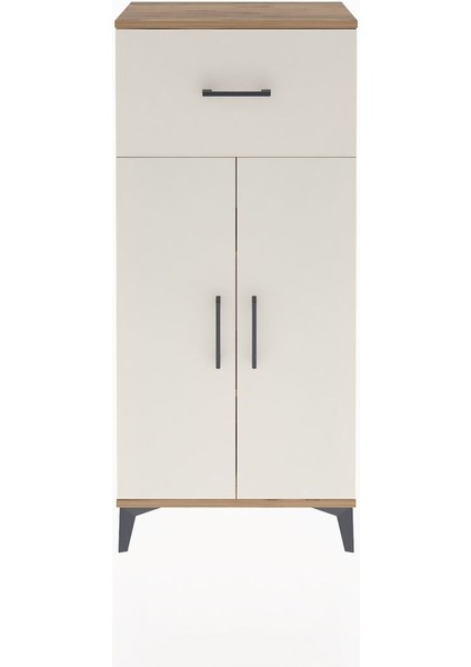 Arges Dolap 2 Raflı Tek Çekmeceli 2 Kapaklı 60X30X134 Çam-Aytaşı