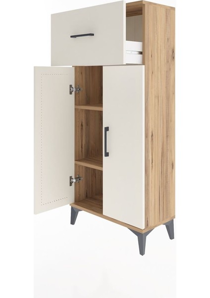 Arges Dolap 2 Raflı Tek Çekmeceli 2 Kapaklı 60X30X134 Çam-Aytaşı fırsatları
