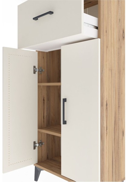 Arges Dolap 2 Raflı Tek Çekmeceli 2 Kapaklı 60X30X134 Çam-Aytaşı indirimleri