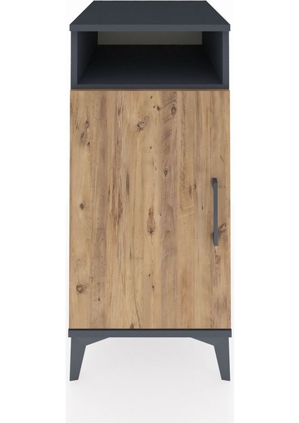 Kronos Komodin 3 Raflı Tek Kapaklı 44X59X96 Antrasit-Çam