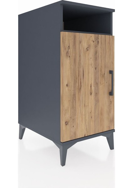 Kronos Komodin 3 Raflı Tek Kapaklı 44X59X96 Antrasit-Çam fiyatları