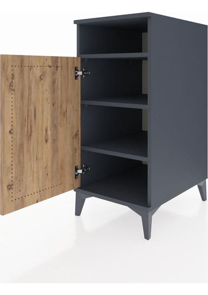 Kronos Komodin 3 Raflı Tek Kapaklı 44X59X96 Antrasit-Çam fırsatları