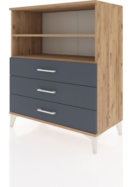 Hyperion Şifonyer 2 Raflı 3 Çekmeceli 88X44X106 Çam-Antrasit modelleri