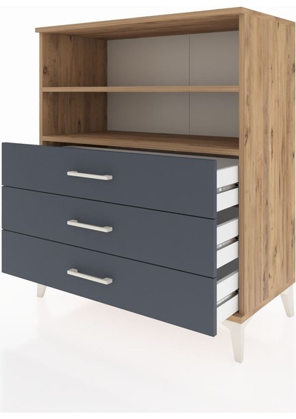 Hyperion Şifonyer 2 Raflı 3 Çekmeceli 88X44X106 Çam-Antrasit fırsatları