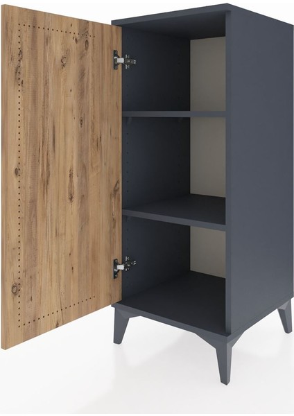 Hyperion Komodin 2 Raflı Tek Kapaklı 44X44X106 Antrasit-Çam fırsatları