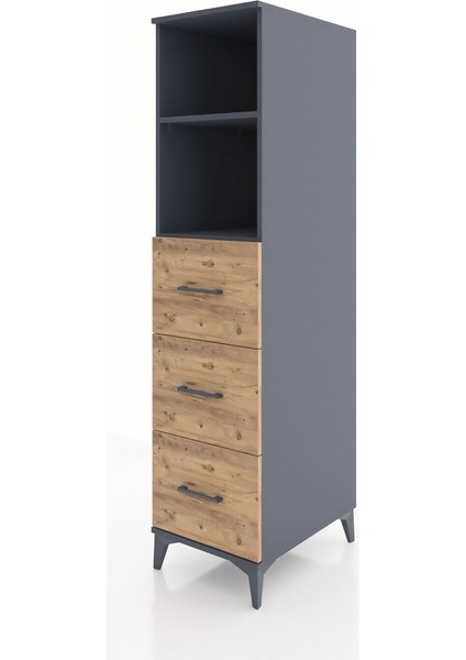 Kronos Dolap 2 Raflı 3 Çekmeceli 44X59X182 Antrasit-Çam modelleri