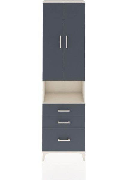 Arges Dolap 3 Raflı 3 Çekmeceli Tek Askılı 60X30X221 Aytaşı-Antrasit