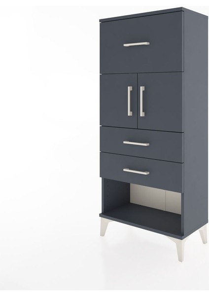 Hyperion Dolap 2 Raflı 3 Çekmeceli 2 Kapaklı 60X44X134 Antrasit-Antrasit modelleri