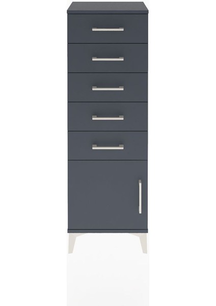 Arges Dolap 5 Çekmeceli Tek Kapaklı 44X30X134 Antrasit-Antrasit
