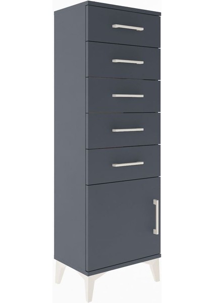 Arges Dolap 5 Çekmeceli Tek Kapaklı 44X30X134 Antrasit-Antrasit fiyatları