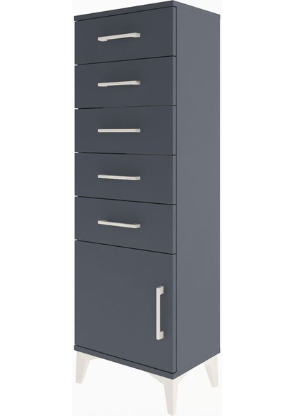 Arges Dolap 5 Çekmeceli Tek Kapaklı 44X30X134 Antrasit-Antrasit modelleri