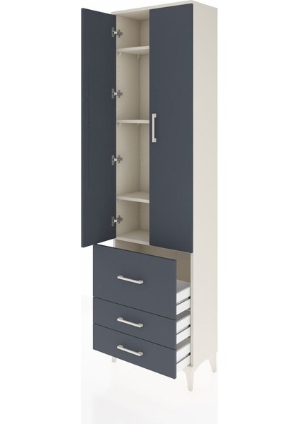 Arges Dolap 4 Raflı 3 Çekmeceli 2 Kapaklı 60X30X221 Aytaşı-Antrasit fırsatları