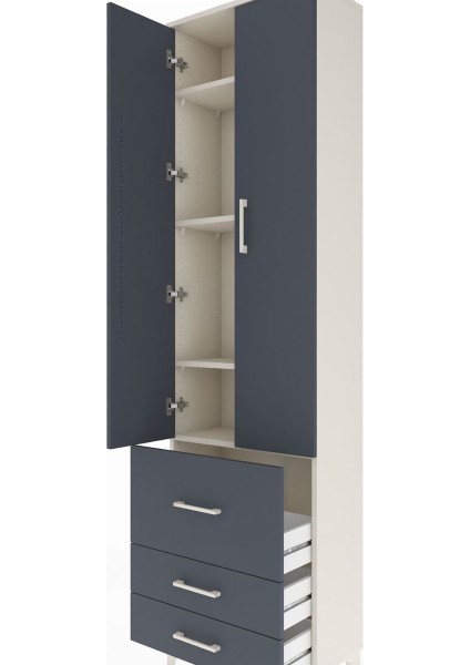 Arges Dolap 4 Raflı 3 Çekmeceli 2 Kapaklı 60X30X221 Aytaşı-Antrasit indirimleri