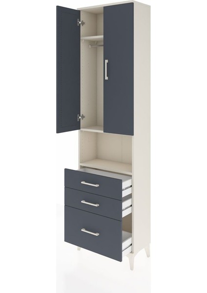Arges Dolap 3 Raflı 3 Çekmeceli Tek Askılı 60X30X221 Aytaşı-Antrasit fırsatları