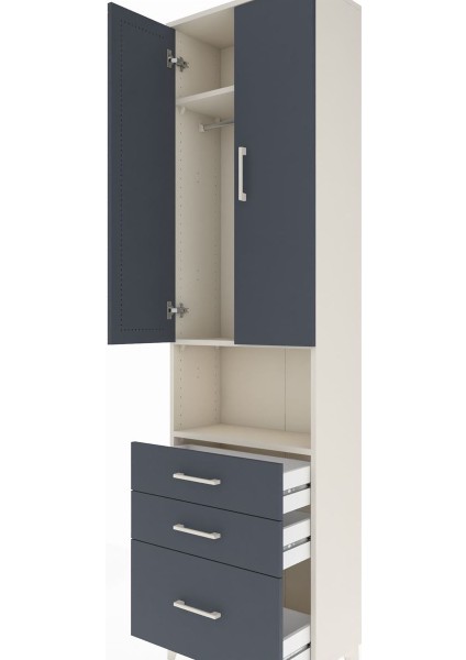 Arges Dolap 3 Raflı 3 Çekmeceli Tek Askılı 60X30X221 Aytaşı-Antrasit indirimleri