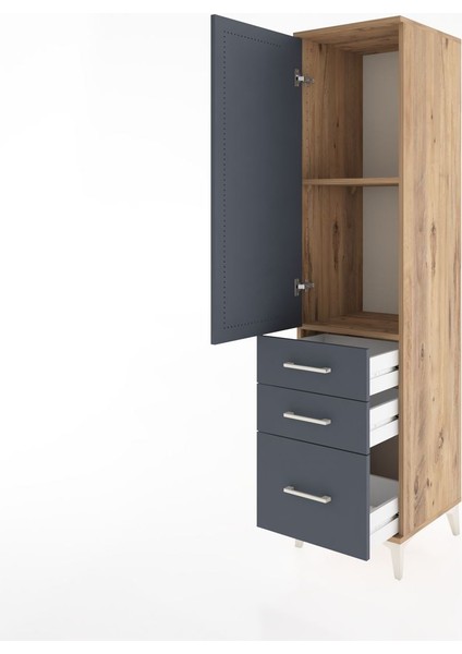 Hyperion Dolap 2 Raflı 3 Çekmeceli Tek Kapaklı 44X44X182 Çam-Antrasit fırsatları
