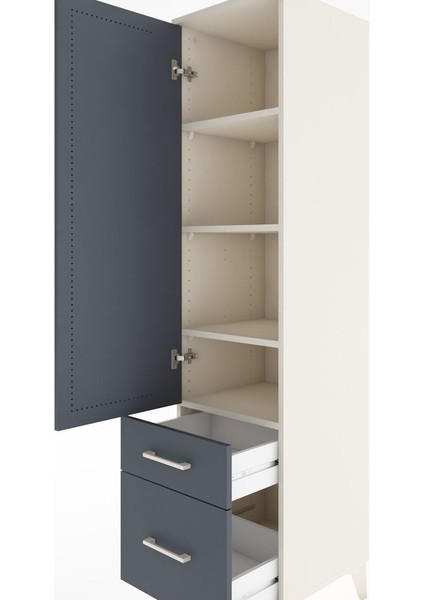 Hyperion Dolap 4 Raflı 2 Çekmeceli Tek Kapaklı 44X44X182 Aytaşı-Antrasit indirimleri