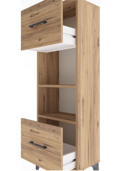 Arges Dolap 2 Raflı 2 Çekmeceli 44X30X134 Çam-Çam indirimleri