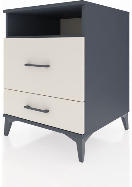 Kronos Komodin Tek Raflı 2 Çekmeceli 60X59X80 Antrasit-Aytaşı modelleri