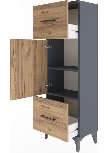 Arges Dolap 2 Raflı 2 Çekmeceli Tek Kapaklı 44X30X134 Antrasit-Çam fırsatları