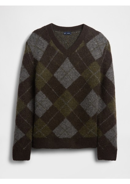 Erkek Yeşil Brushed V Yaka Kazak fiyatları