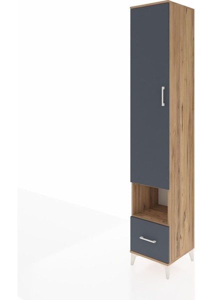 Hyperion Dolap 6 Raflı Tek Çekmeceli Tek Kapaklı 44X44X243 Çam-Antrasit modelleri