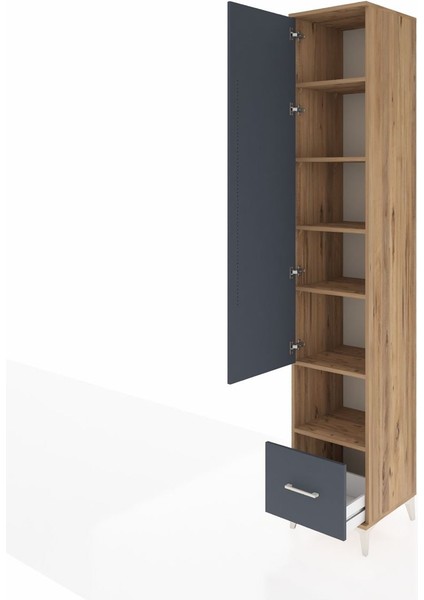 Hyperion Dolap 6 Raflı Tek Çekmeceli Tek Kapaklı 44X44X243 Çam-Antrasit fırsatları