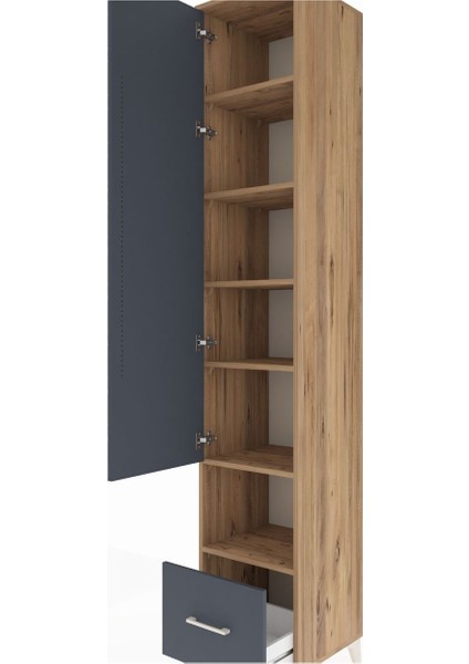 Hyperion Dolap 6 Raflı Tek Çekmeceli Tek Kapaklı 44X44X243 Çam-Antrasit indirimleri