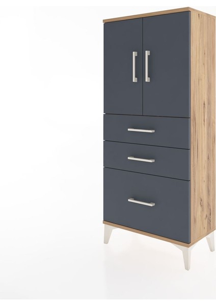 Hyperion Dolap 2 Raflı 3 Çekmeceli 2 Kapaklı 60X44X134 Çam-Antrasit modelleri