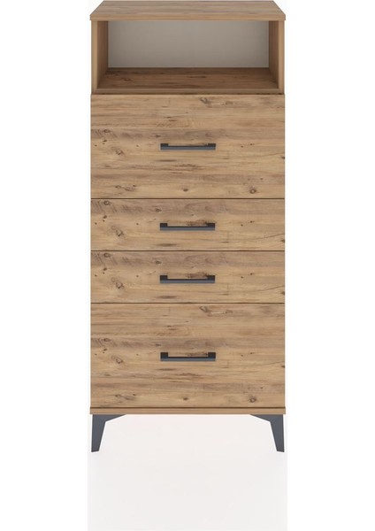 Hyperion Dolap Tek Raflı 4 Çekmeceli 60X44X134 Çam-Çam