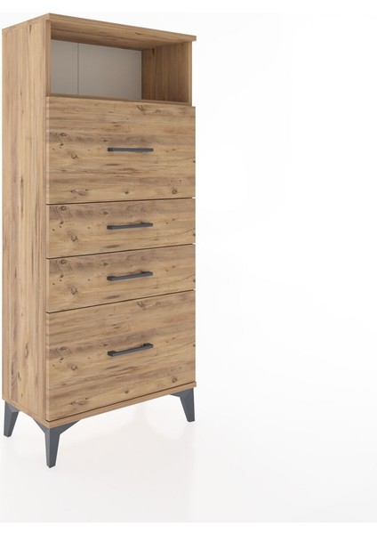 Hyperion Dolap Tek Raflı 4 Çekmeceli 60X44X134 Çam-Çam fiyatları
