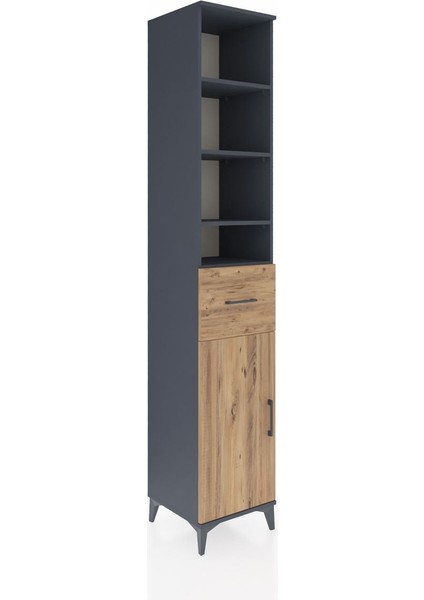 Hyperion Dolap 6 Raflı Tek Çekmeceli Tek Kapaklı 44X44X243 Antrasit-Çam fiyatları