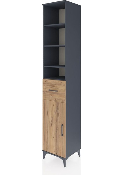 Hyperion Dolap 6 Raflı Tek Çekmeceli Tek Kapaklı 44X44X243 Antrasit-Çam modelleri