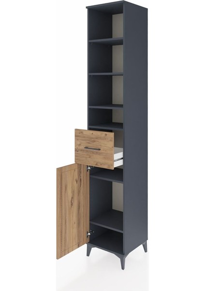 Hyperion Dolap 6 Raflı Tek Çekmeceli Tek Kapaklı 44X44X243 Antrasit-Çam fırsatları