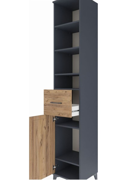 Hyperion Dolap 6 Raflı Tek Çekmeceli Tek Kapaklı 44X44X243 Antrasit-Çam indirimleri