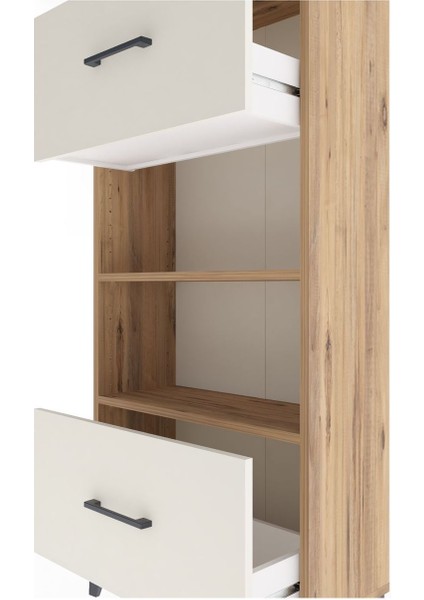 Arges Dolap 2 Raflı 2 Çekmeceli 60X30X134 Çam-Aytaşı indirimleri