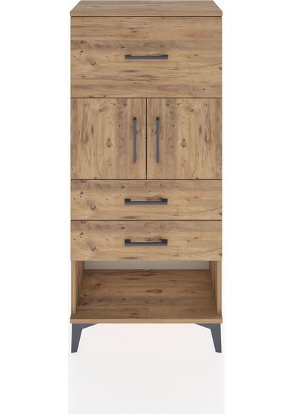 Hyperion Dolap 2 Raflı 3 Çekmeceli 2 Kapaklı 60X44X134 Çam-Çam