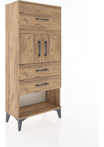 Hyperion Dolap 2 Raflı 3 Çekmeceli 2 Kapaklı 60X44X134 Çam-Çam fiyatları