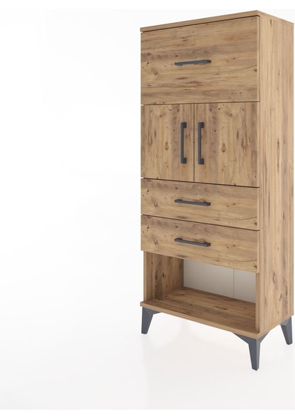 Hyperion Dolap 2 Raflı 3 Çekmeceli 2 Kapaklı 60X44X134 Çam-Çam modelleri