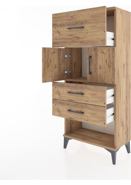 Hyperion Dolap 2 Raflı 3 Çekmeceli 2 Kapaklı 60X44X134 Çam-Çam fırsatları