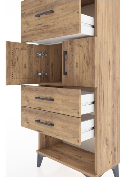 Hyperion Dolap 2 Raflı 3 Çekmeceli 2 Kapaklı 60X44X134 Çam-Çam indirimleri