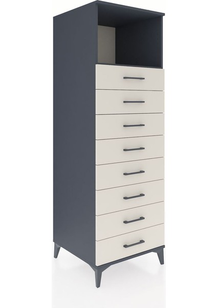 Kronos Dolap Tek Raflı 8 Çekmeceli 60X59X182 Antrasit-Aytaşı fiyatları