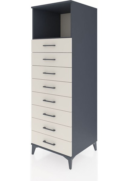 Kronos Dolap Tek Raflı 8 Çekmeceli 60X59X182 Antrasit-Aytaşı modelleri