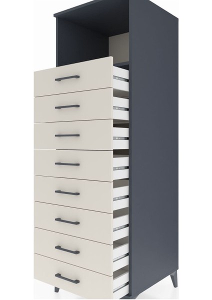 Kronos Dolap Tek Raflı 8 Çekmeceli 60X59X182 Antrasit-Aytaşı indirimleri