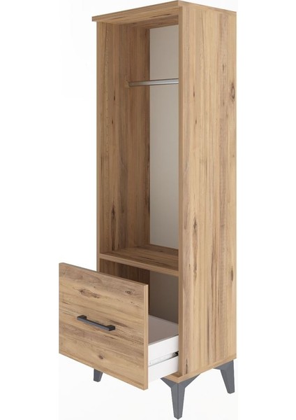 Arges Dolap Tek Raflı Tek Çekmeceli Tek Askılı 44X30X134 Çam-Çam fırsatları