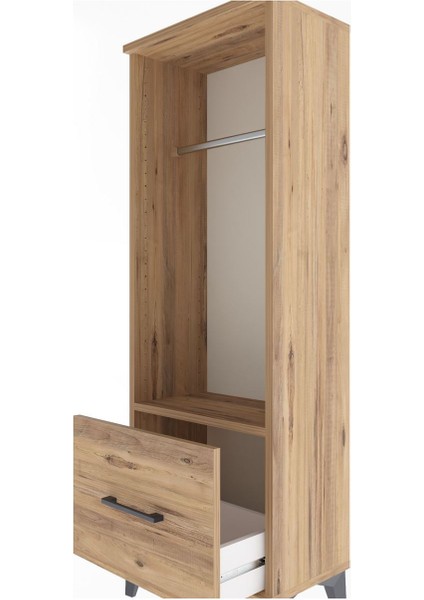 Arges Dolap Tek Raflı Tek Çekmeceli Tek Askılı 44X30X134 Çam-Çam indirimleri