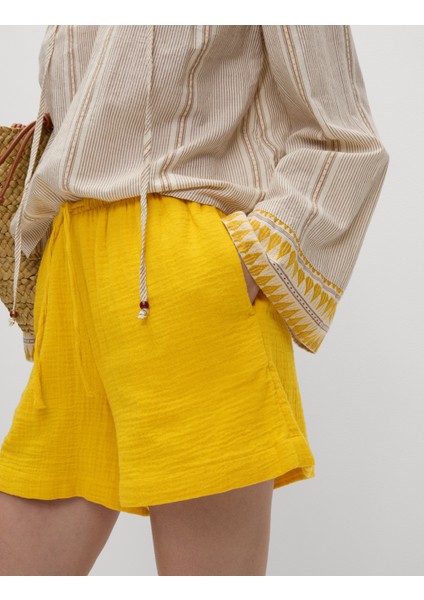 Saf Pamuklu Plaj Şortu fırsatları