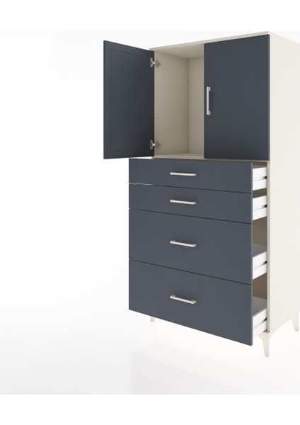 Hyperion Dolap Tek Raflı 4 Çekmeceli 2 Kapaklı 88X44X182 Aytaşı-Antrasit fırsatları