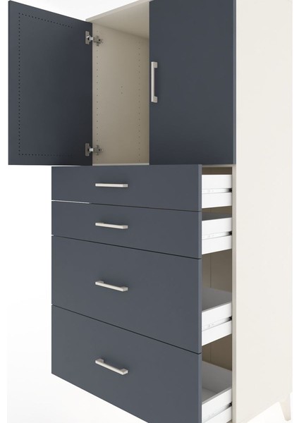 Hyperion Dolap Tek Raflı 4 Çekmeceli 2 Kapaklı 88X44X182 Aytaşı-Antrasit indirimleri